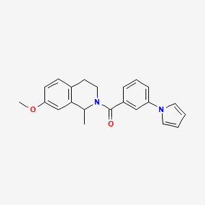 molecular formula C22H22N2O2 B6638640 (7-methoxy-1-methyl-3,4-dihydro-1H-isoquinolin-2-yl)-(3-pyrrol-1-ylphenyl)methanone 