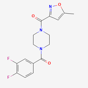 molecular formula C16H15F2N3O3 B6638642 (3,4-Difluorophenyl)-[4-(5-methyl-1,2-oxazole-3-carbonyl)piperazin-1-yl]methanone 