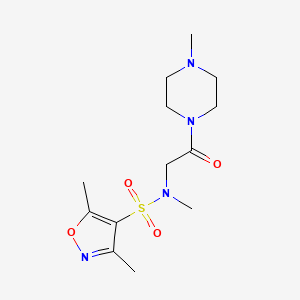 molecular formula C13H22N4O4S B6638644 N,3,5-trimethyl-N-[2-(4-methylpiperazin-1-yl)-2-oxoethyl]-1,2-oxazole-4-sulfonamide 