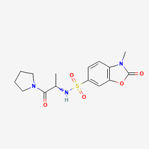 molecular formula C15H19N3O5S B6638649 3-methyl-2-oxo-N-[(2S)-1-oxo-1-pyrrolidin-1-ylpropan-2-yl]-1,3-benzoxazole-6-sulfonamide 