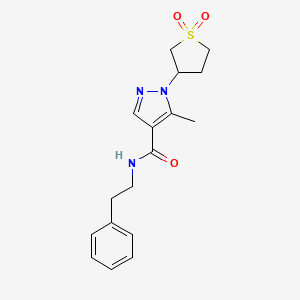 molecular formula C17H21N3O3S B6638662 1-(1,1-dioxothiolan-3-yl)-5-methyl-N-(2-phenylethyl)pyrazole-4-carboxamide 