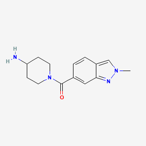 molecular formula C14H18N4O B6638783 (4-Aminopiperidin-1-yl)-(2-methylindazol-6-yl)methanone 