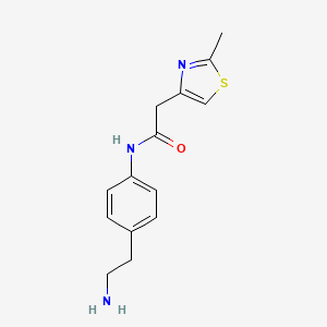 molecular formula C14H17N3OS B6638799 N-[4-(2-aminoethyl)phenyl]-2-(2-methyl-1,3-thiazol-4-yl)acetamide 