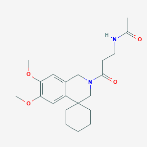 molecular formula C21H30N2O4 B6638830 N-[3-(6,7-dimethoxyspiro[1,3-dihydroisoquinoline-4,1'-cyclohexane]-2-yl)-3-oxopropyl]acetamide 