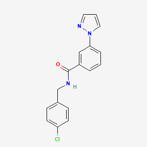 molecular formula C17H14ClN3O B6638934 N-[(4-chlorophenyl)methyl]-3-pyrazol-1-ylbenzamide 