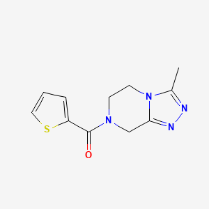 molecular formula C11H12N4OS B6638992 (3-methyl-6,8-dihydro-5H-[1,2,4]triazolo[4,3-a]pyrazin-7-yl)-thiophen-2-ylmethanone 
