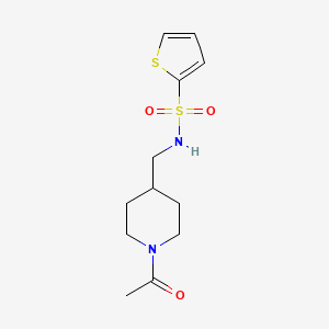 molecular formula C12H18N2O3S2 B6639014 N-[(1-acetylpiperidin-4-yl)methyl]thiophene-2-sulfonamide 