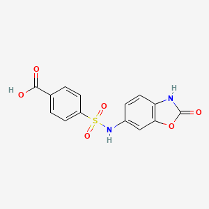 molecular formula C14H10N2O6S B6639083 4-[(2-oxo-3H-1,3-benzoxazol-6-yl)sulfamoyl]benzoic acid 