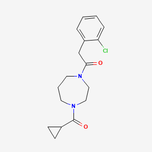 molecular formula C17H21ClN2O2 B6639114 2-(2-Chlorophenyl)-1-[4-(cyclopropanecarbonyl)-1,4-diazepan-1-yl]ethanone 