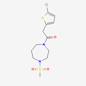 molecular formula C12H17ClN2O3S2 B6639140 2-(5-Chlorothiophen-2-yl)-1-(4-methylsulfonyl-1,4-diazepan-1-yl)ethanone 
