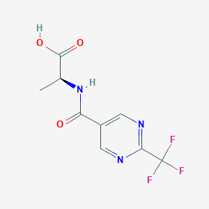 molecular formula C9H8F3N3O3 B6639205 (2S)-2-[[2-(trifluoromethyl)pyrimidine-5-carbonyl]amino]propanoic acid 