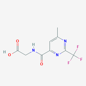 molecular formula C9H8F3N3O3 B6639215 2-[[6-Methyl-2-(trifluoromethyl)pyrimidine-4-carbonyl]amino]acetic acid 