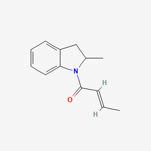 molecular formula C13H15NO B6639230 (E)-1-(2-methyl-2,3-dihydroindol-1-yl)but-2-en-1-one 