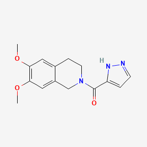 molecular formula C15H17N3O3 B6639271 (6,7-dimethoxy-3,4-dihydro-1H-isoquinolin-2-yl)-(1H-pyrazol-5-yl)methanone 