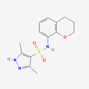 molecular formula C14H17N3O3S B6639308 N-(3,4-dihydro-2H-chromen-8-yl)-3,5-dimethyl-1H-pyrazole-4-sulfonamide 
