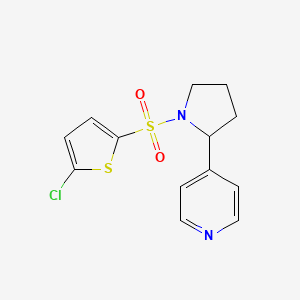 molecular formula C13H13ClN2O2S2 B6639320 4-[1-(5-Chlorothiophen-2-yl)sulfonylpyrrolidin-2-yl]pyridine 