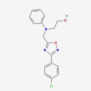 molecular formula C17H16ClN3O2 B6639399 2-[N-[[3-(4-chlorophenyl)-1,2,4-oxadiazol-5-yl]methyl]anilino]ethanol 