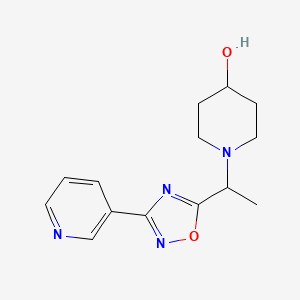 molecular formula C14H18N4O2 B6639409 1-[1-(3-Pyridin-3-yl-1,2,4-oxadiazol-5-yl)ethyl]piperidin-4-ol 