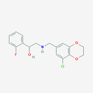 molecular formula C17H17ClFNO3 B6639464 2-[(5-Chloro-2,3-dihydro-1,4-benzodioxin-7-yl)methylamino]-1-(2-fluorophenyl)ethanol 