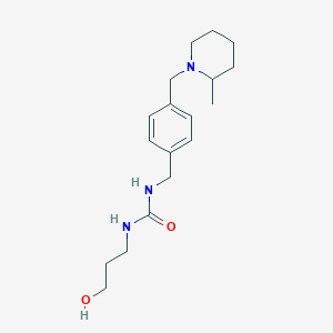 molecular formula C18H29N3O2 B6639470 1-(3-Hydroxypropyl)-3-[[4-[(2-methylpiperidin-1-yl)methyl]phenyl]methyl]urea 
