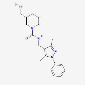 molecular formula C19H26N4O2 B6639497 N-[(3,5-dimethyl-1-phenylpyrazol-4-yl)methyl]-3-(hydroxymethyl)piperidine-1-carboxamide 