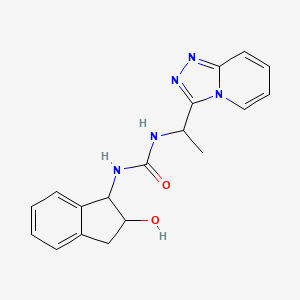 molecular formula C18H19N5O2 B6639506 1-(2-hydroxy-2,3-dihydro-1H-inden-1-yl)-3-[1-([1,2,4]triazolo[4,3-a]pyridin-3-yl)ethyl]urea 