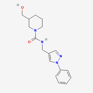 molecular formula C17H22N4O2 B6639511 3-(hydroxymethyl)-N-[(1-phenylpyrazol-4-yl)methyl]piperidine-1-carboxamide 