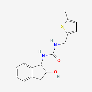 molecular formula C16H18N2O2S B6639514 1-(2-hydroxy-2,3-dihydro-1H-inden-1-yl)-3-[(5-methylthiophen-2-yl)methyl]urea 