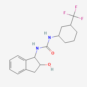 molecular formula C17H21F3N2O2 B6639516 1-(2-hydroxy-2,3-dihydro-1H-inden-1-yl)-3-[3-(trifluoromethyl)cyclohexyl]urea 