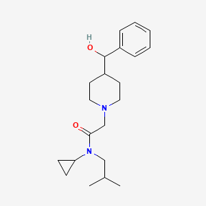 molecular formula C21H32N2O2 B6639527 N-cyclopropyl-2-[4-[hydroxy(phenyl)methyl]piperidin-1-yl]-N-(2-methylpropyl)acetamide 