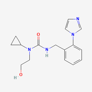 molecular formula C16H20N4O2 B6639557 1-Cyclopropyl-1-(2-hydroxyethyl)-3-[(2-imidazol-1-ylphenyl)methyl]urea 