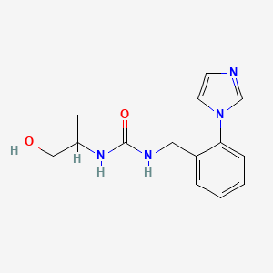 molecular formula C14H18N4O2 B6639563 1-(1-Hydroxypropan-2-yl)-3-[(2-imidazol-1-ylphenyl)methyl]urea 