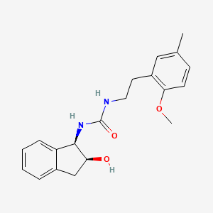 molecular formula C20H24N2O3 B6639571 1-[(1R,2S)-2-hydroxy-2,3-dihydro-1H-inden-1-yl]-3-[2-(2-methoxy-5-methylphenyl)ethyl]urea 