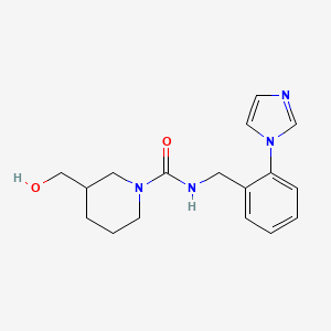 molecular formula C17H22N4O2 B6639579 3-(hydroxymethyl)-N-[(2-imidazol-1-ylphenyl)methyl]piperidine-1-carboxamide 