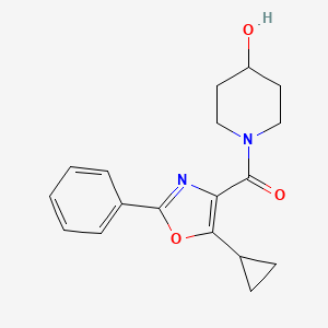 molecular formula C18H20N2O3 B6639587 (5-Cyclopropyl-2-phenyl-1,3-oxazol-4-yl)-(4-hydroxypiperidin-1-yl)methanone 