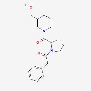 molecular formula C19H26N2O3 B6639637 1-[2-[3-(Hydroxymethyl)piperidine-1-carbonyl]pyrrolidin-1-yl]-2-phenylethanone 