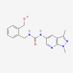 molecular formula C17H19N5O2 B6639662 1-(1,3-Dimethylpyrazolo[3,4-b]pyridin-5-yl)-3-[[2-(hydroxymethyl)phenyl]methyl]urea 
