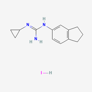 molecular formula C13H18IN3 B6639685 2-cyclopropyl-1-(2,3-dihydro-1H-inden-5-yl)guanidine;hydroiodide 