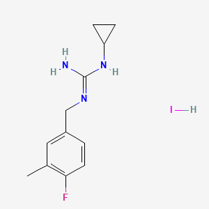 molecular formula C12H17FIN3 B6639709 1-Cyclopropyl-2-[(4-fluoro-3-methylphenyl)methyl]guanidine;hydroiodide 