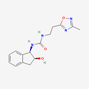 molecular formula C15H18N4O3 B6639725 1-[(1R,2S)-2-hydroxy-2,3-dihydro-1H-inden-1-yl]-3-[2-(3-methyl-1,2,4-oxadiazol-5-yl)ethyl]urea 
