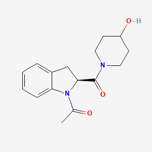 molecular formula C16H20N2O3 B6639731 1-[(2S)-2-(4-hydroxypiperidine-1-carbonyl)-2,3-dihydroindol-1-yl]ethanone 