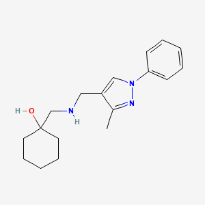 molecular formula C18H25N3O B6639756 1-[[(3-Methyl-1-phenylpyrazol-4-yl)methylamino]methyl]cyclohexan-1-ol 