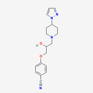 molecular formula C18H22N4O2 B6639905 4-[2-Hydroxy-3-(4-pyrazol-1-ylpiperidin-1-yl)propoxy]benzonitrile 