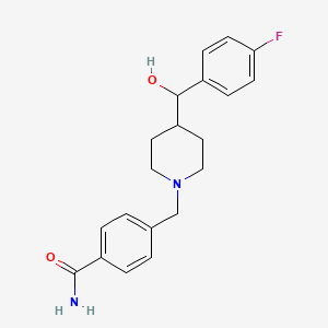 molecular formula C20H23FN2O2 B6639911 4-[[4-[(4-Fluorophenyl)-hydroxymethyl]piperidin-1-yl]methyl]benzamide 