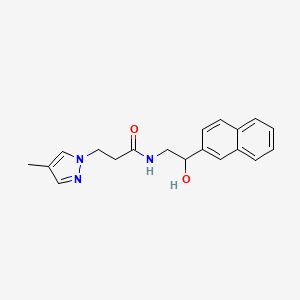 molecular formula C19H21N3O2 B6639933 N-(2-hydroxy-2-naphthalen-2-ylethyl)-3-(4-methylpyrazol-1-yl)propanamide 