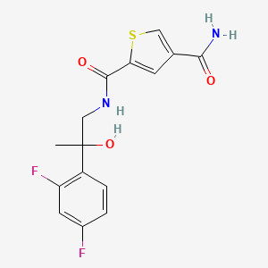 molecular formula C15H14F2N2O3S B6640072 2-N-[2-(2,4-difluorophenyl)-2-hydroxypropyl]thiophene-2,4-dicarboxamide 