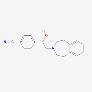 molecular formula C19H20N2O B6640180 4-[1-Hydroxy-2-(1,2,4,5-tetrahydro-3-benzazepin-3-yl)ethyl]benzonitrile 