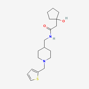 molecular formula C18H28N2O2S B6640190 2-(1-hydroxycyclopentyl)-N-[[1-(thiophen-2-ylmethyl)piperidin-4-yl]methyl]acetamide 