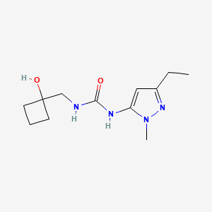 molecular formula C12H20N4O2 B6640216 1-(5-Ethyl-2-methylpyrazol-3-yl)-3-[(1-hydroxycyclobutyl)methyl]urea 