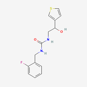 molecular formula C14H15FN2O2S B6640250 1-[(2-Fluorophenyl)methyl]-3-(2-hydroxy-2-thiophen-3-ylethyl)urea 
